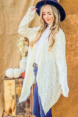 And The Why Textured Knit Fringe Hem Cardigan - Wellen Fashion