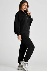 Half Zip Long Sleeve Top and Joggers Active Set - Wellen Fashion