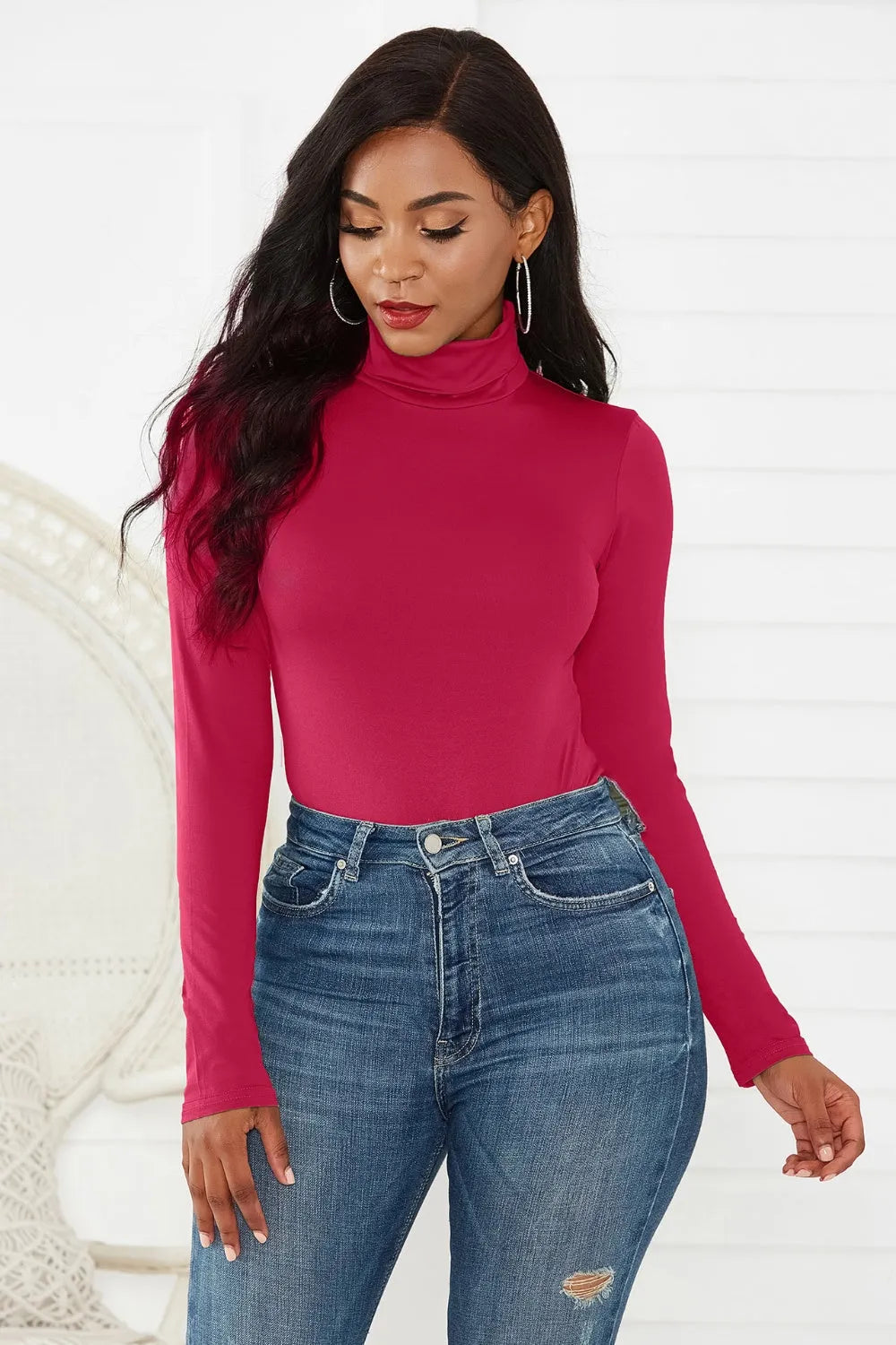 Turtleneck Long Sleeve Bodysuit - Wellen Fashion