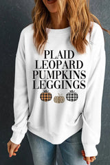 Letter Graphic Round Neck Long Sleeve Sweatshirt - Wellen Fashion