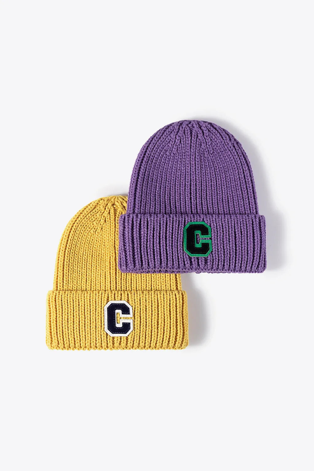 Letter C Patch Cuffed Beanie - Wellen Fashion