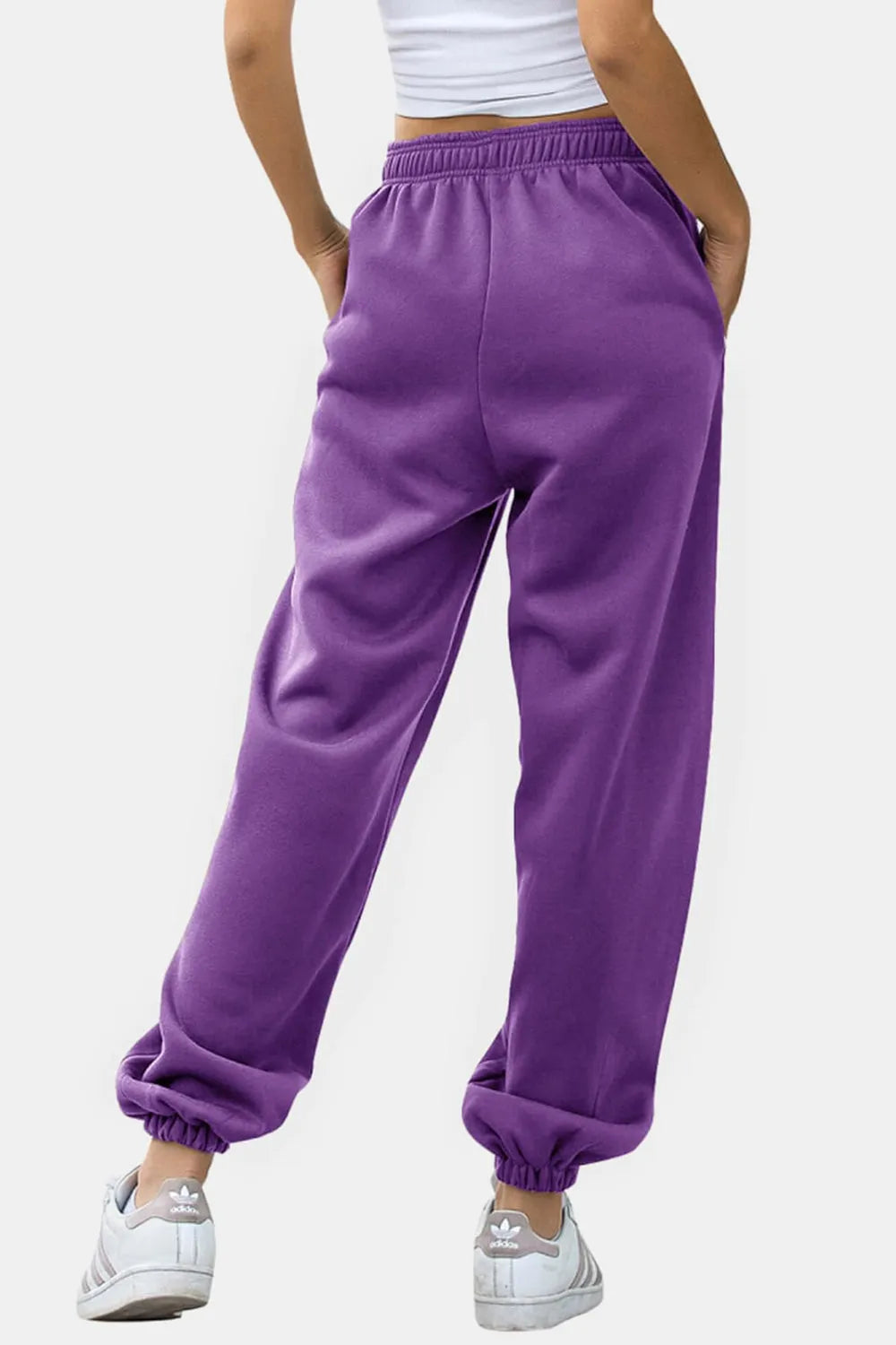 Elastic Waist Joggers with Pockets - Wellen Fashion