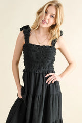 And The Why Smocked Ruffled Tiered Dress - Wellen Fashion