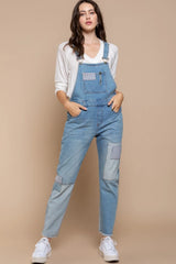 POL Front Chest Zipper Slim Leg Denim Overalls - Wellen Fashion