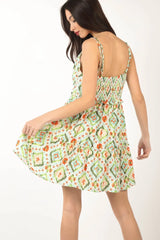 VERY J Floral Back Smocked Ruffled Mini Dress - Wellen Fashion