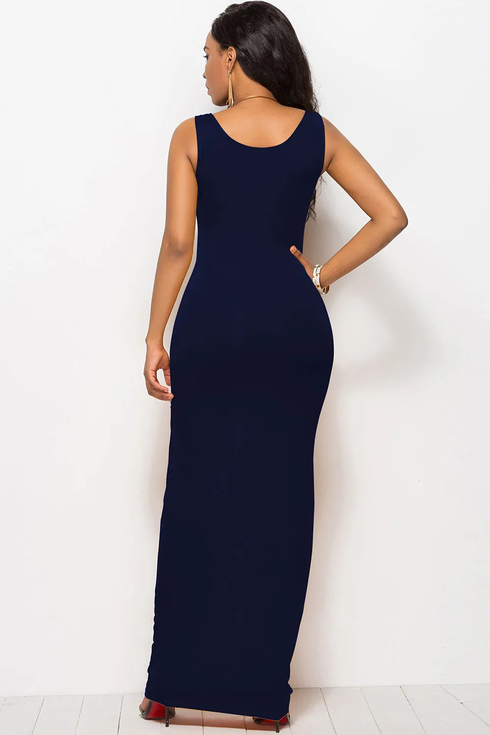 Scoop Neck Wide Strap Maxi Dress - Wellen Fashion