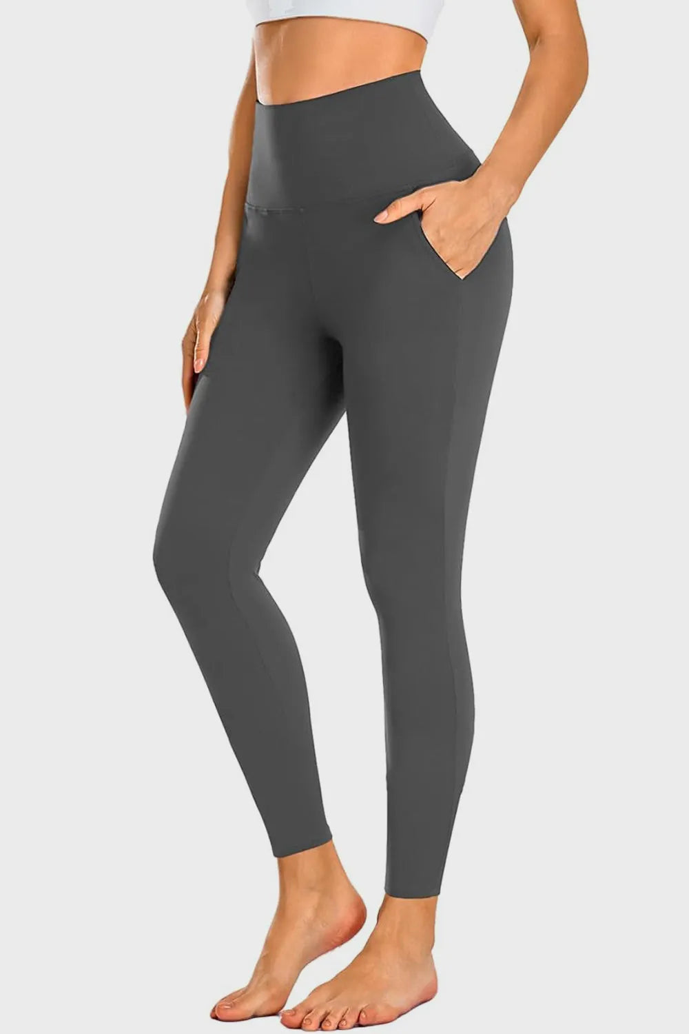 Pocketed High Waist Active Leggings - Wellen Fashion