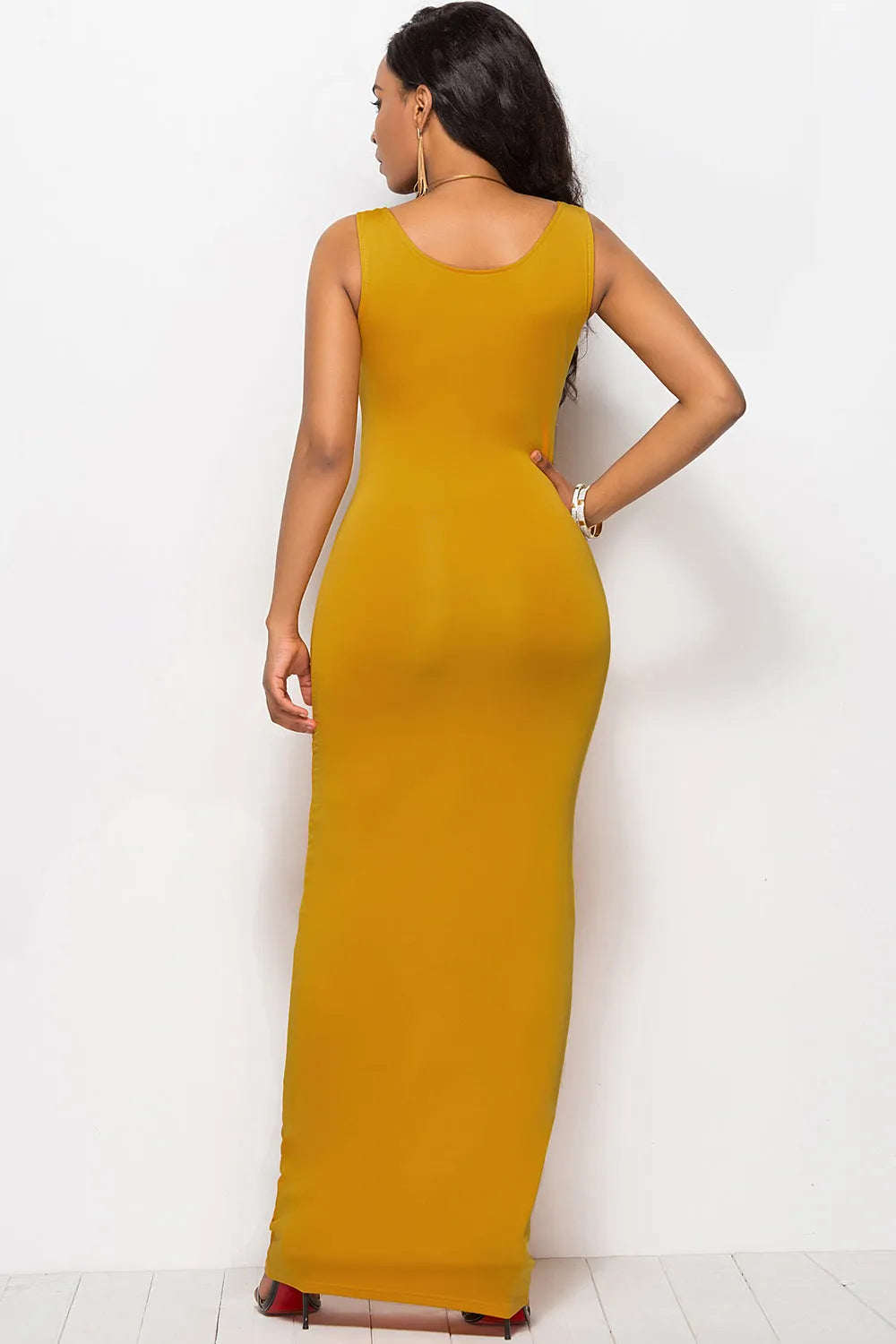 Scoop Neck Wide Strap Maxi Dress - Wellen Fashion