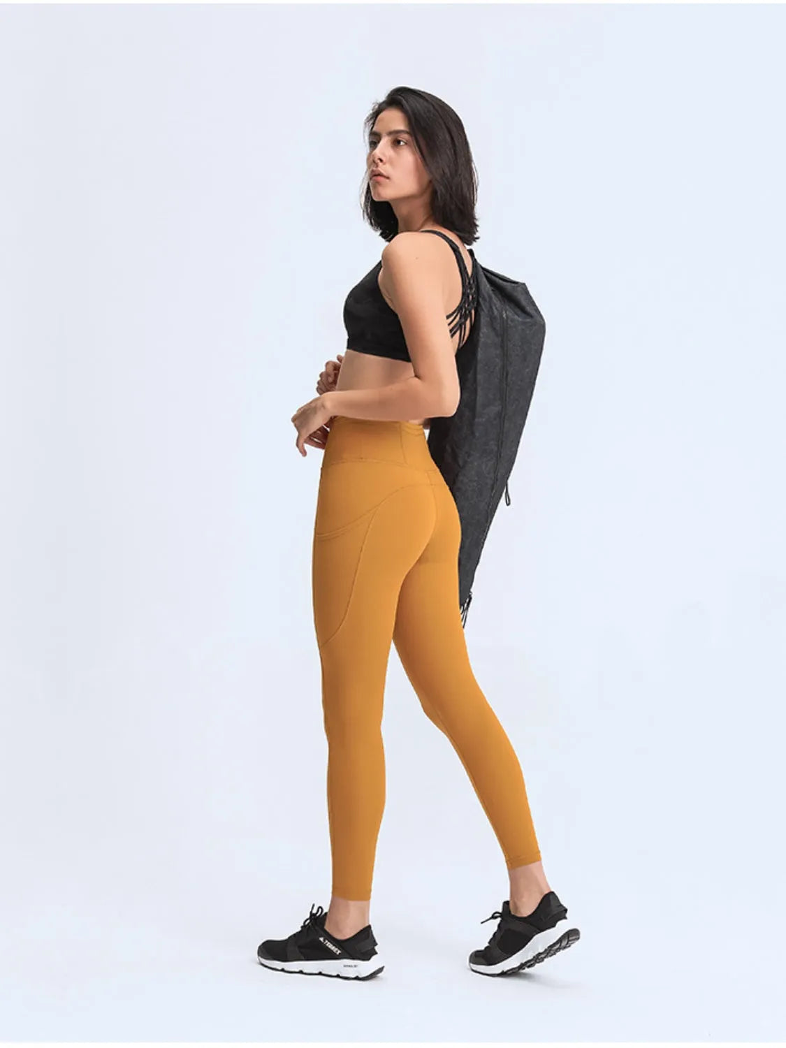 Millennia Wide Waistband Leggings with Pockets - Wellen Fashion