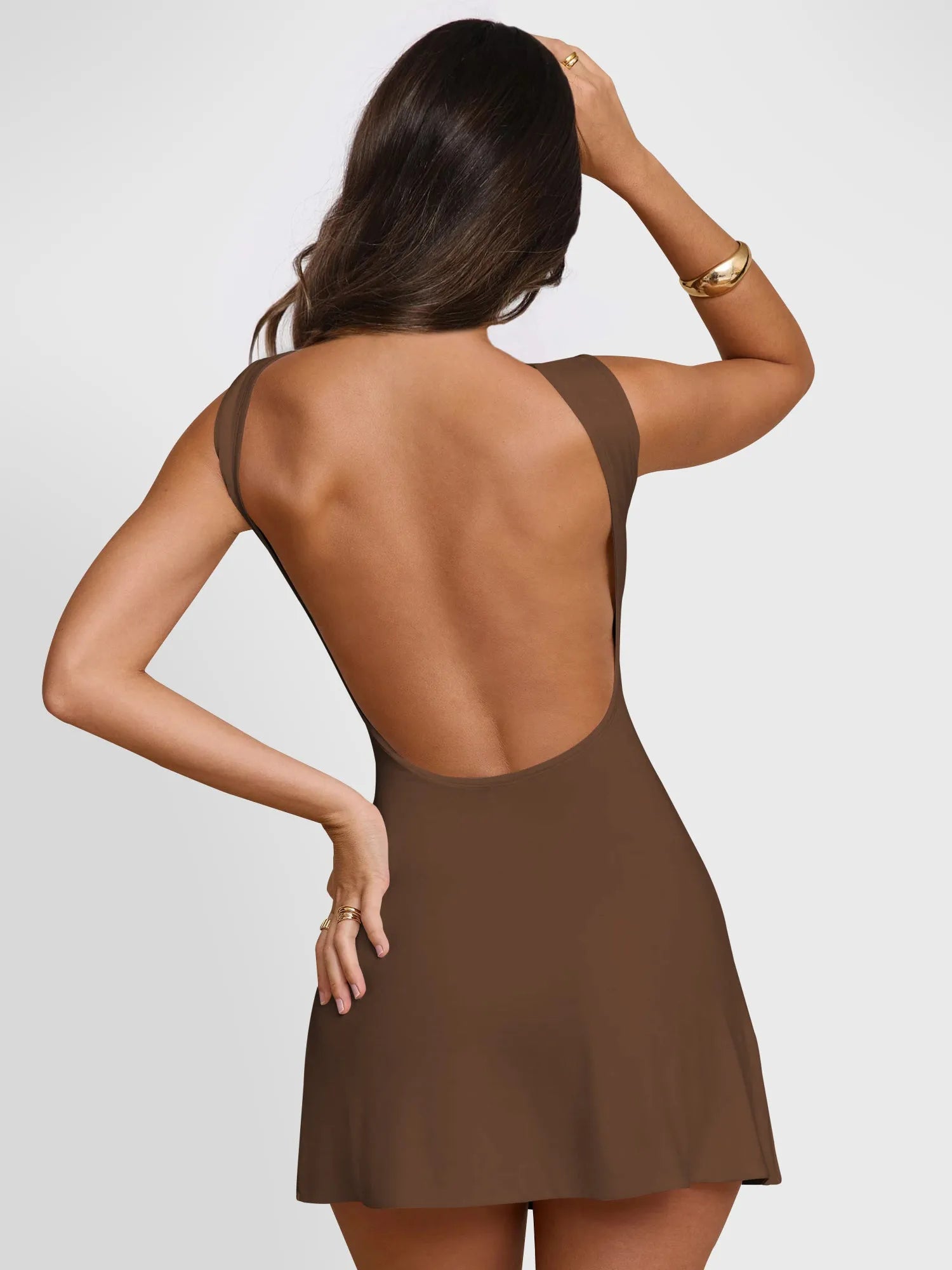 Backless Wide Strap Mini Dress - Wellen Fashion