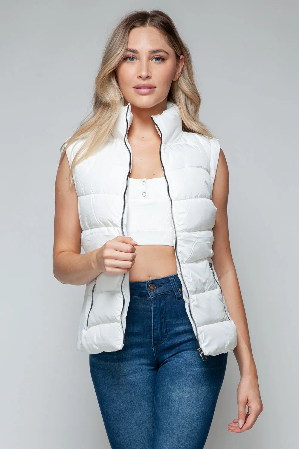 Snobbish Zip Up Turtleneck Vest with Pockets - Wellen Fashion