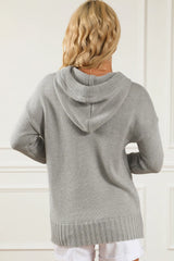 Drawstring Hooded Sweater with Pocket - Wellen Fashion