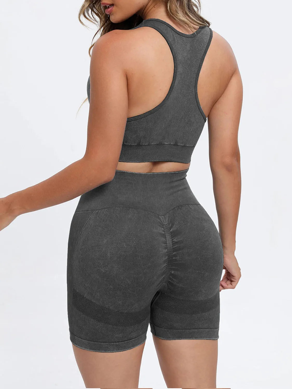 Scoop Neck Wide Strap Top and Shorts Active Set - Wellen Fashion