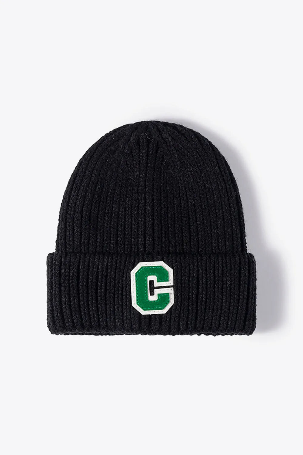 Letter C Patch Cuffed Beanie - Wellen Fashion