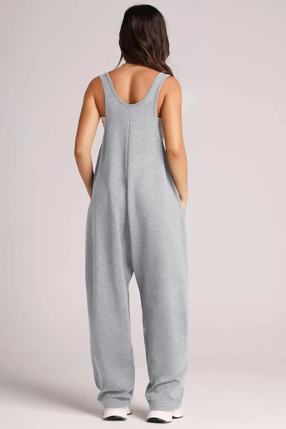 Wide Strap Jumpsuit with Pockets - Wellen Fashion