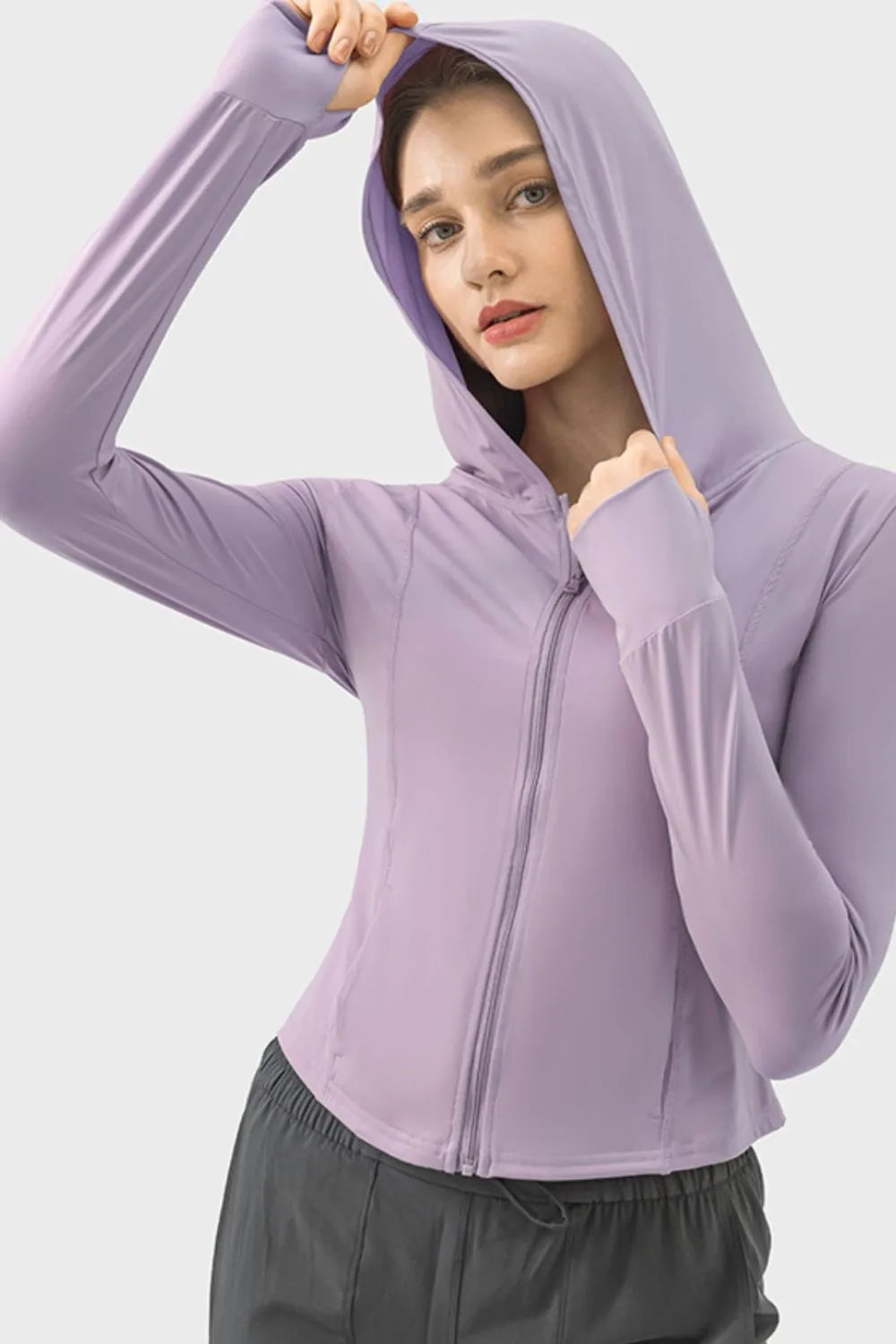 Millennia Pocketed Zip Up Hooded Long Sleeve Active Outerwear - Wellen Fashion