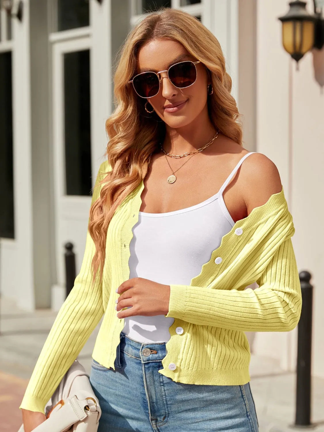 Button Up Long Sleeve Cardigan - Wellen Fashion