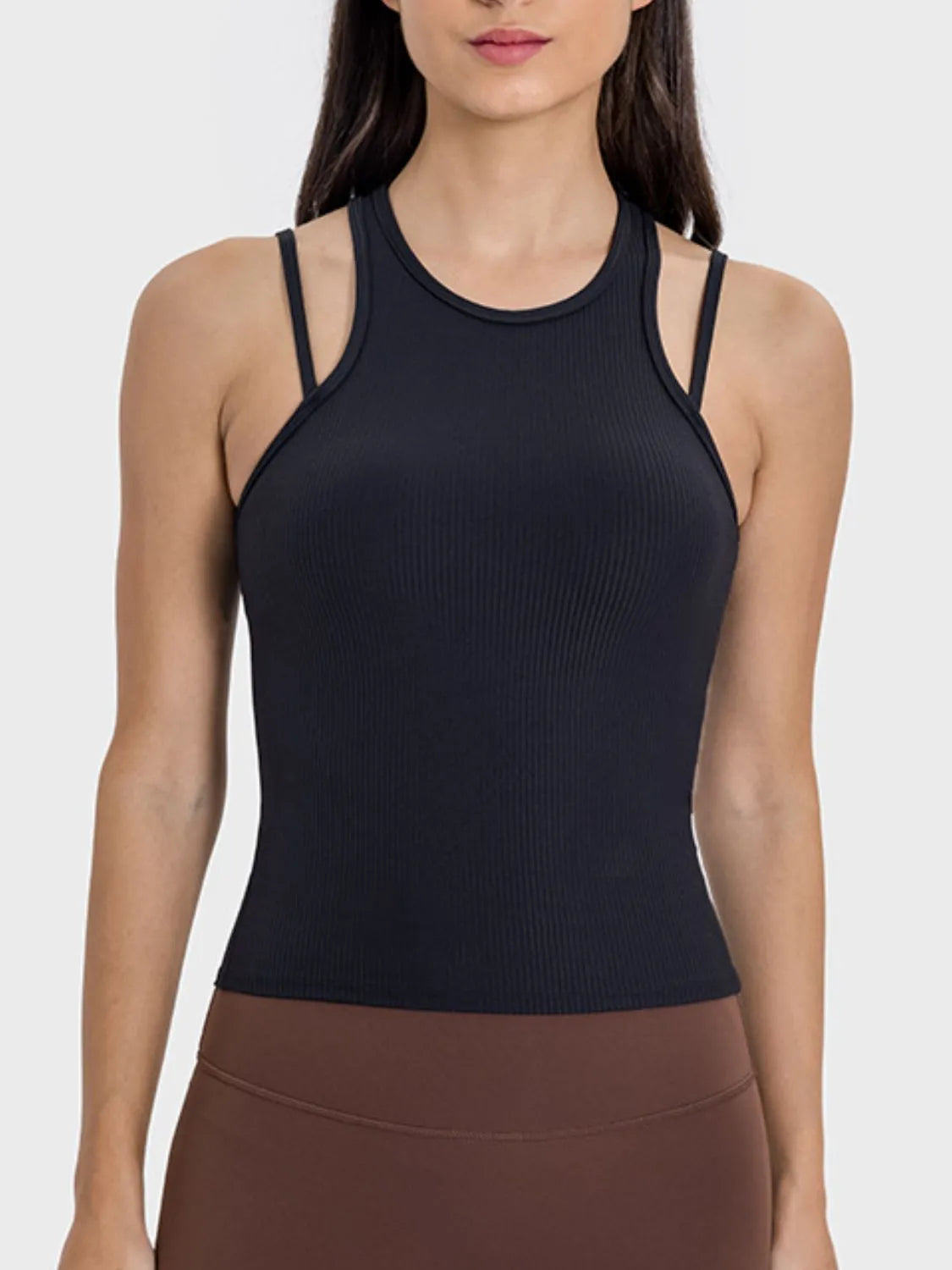 Millennia Cutout Round Neck Racerback Active Tank - Wellen Fashion