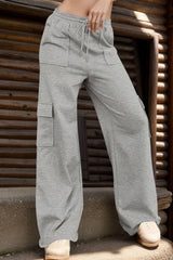 Drawstring Active Pants with Pockets - Wellen Fashion