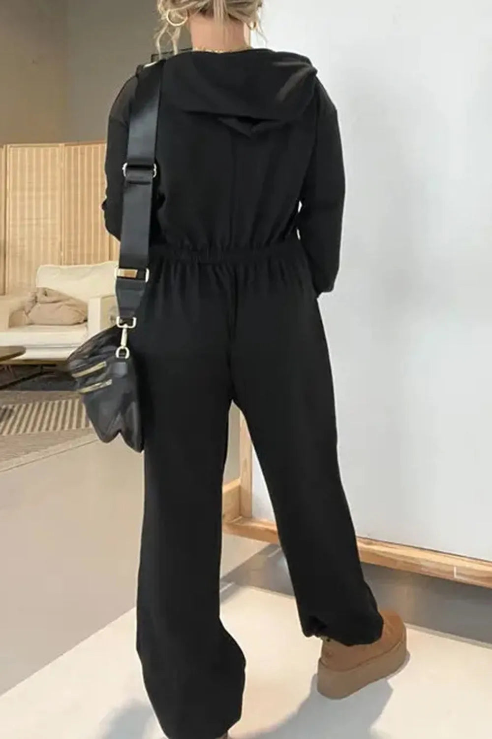 Full Size Drawstring Long Sleeve Jumpsuit - Wellen Fashion