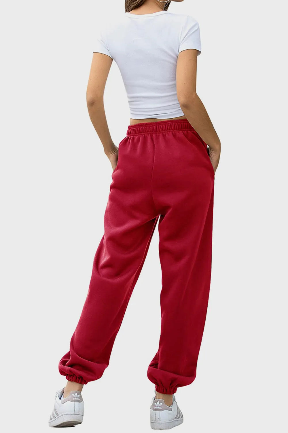 Elastic Waist Joggers with Pockets - Wellen Fashion