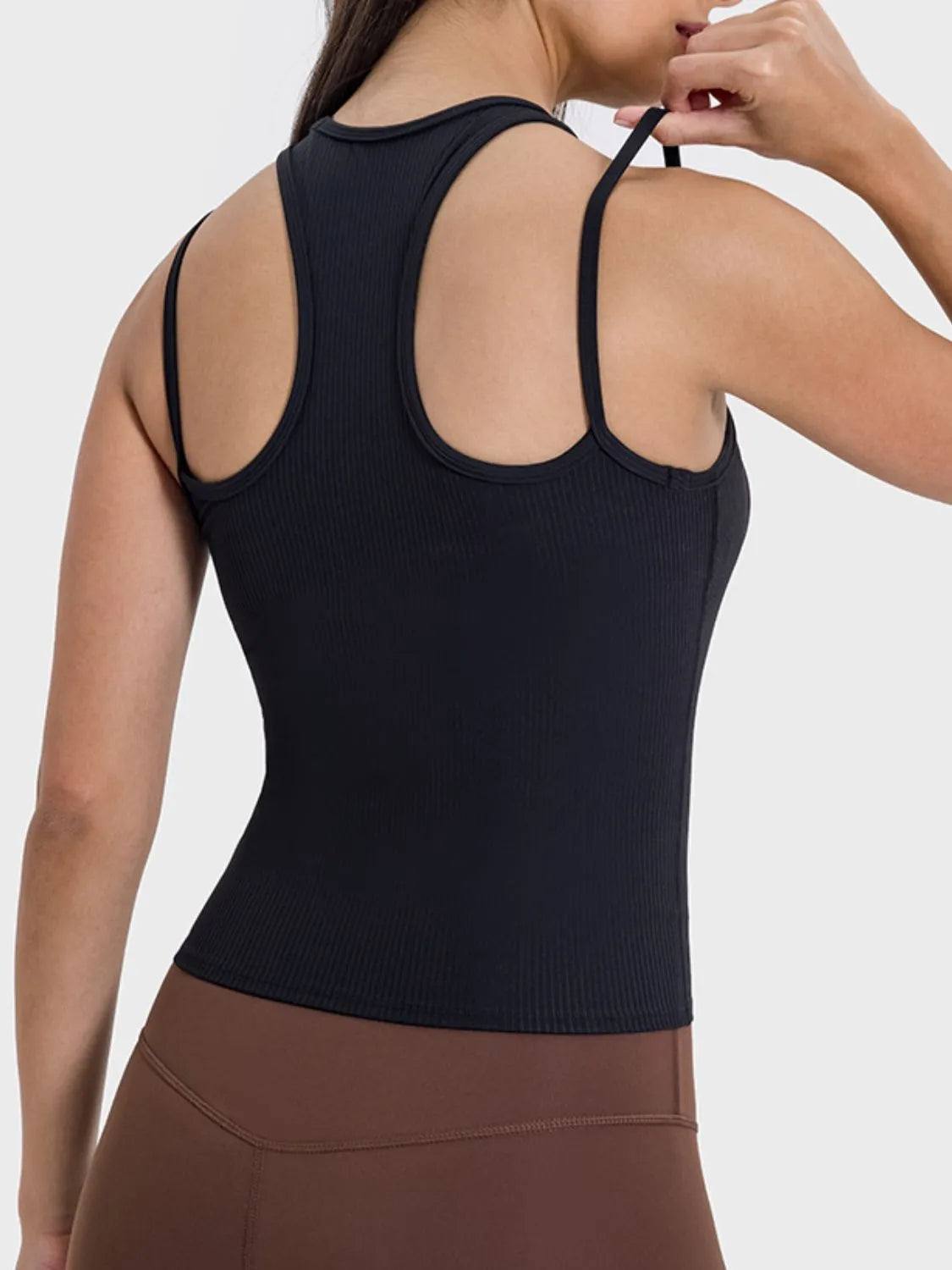 Millennia Cutout Round Neck Racerback Active Tank - Wellen Fashion