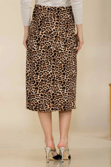 Celeste Full Size Leopard A-Line Midi Skirt - Wellen Fashion