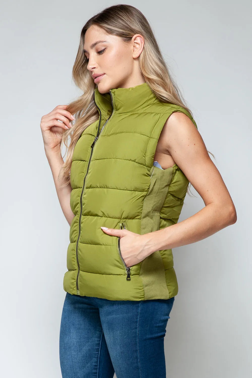 Snobbish Zip Up Turtleneck Vest with Pockets - Wellen Fashion