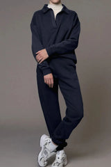 Johnny Collar Long Sleeve Top and Joggers Active Set - Wellen Fashion