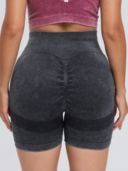 Washed High Waist Active Shorts - Wellen Fashion