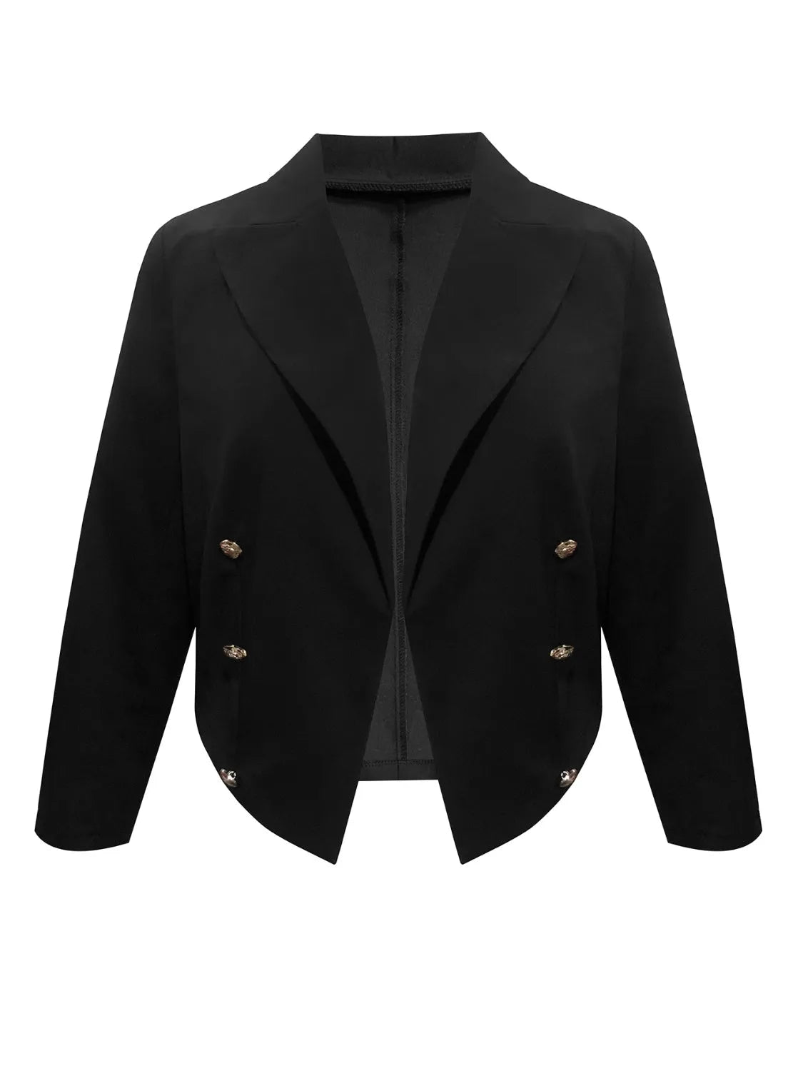 Plus Size Buttoned Lapel Collar Long Sleeve Blazer - Wellen Fashion