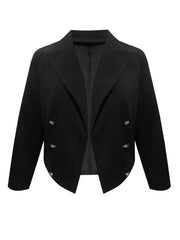 Plus Size Buttoned Lapel Collar Long Sleeve Blazer - Wellen Fashion