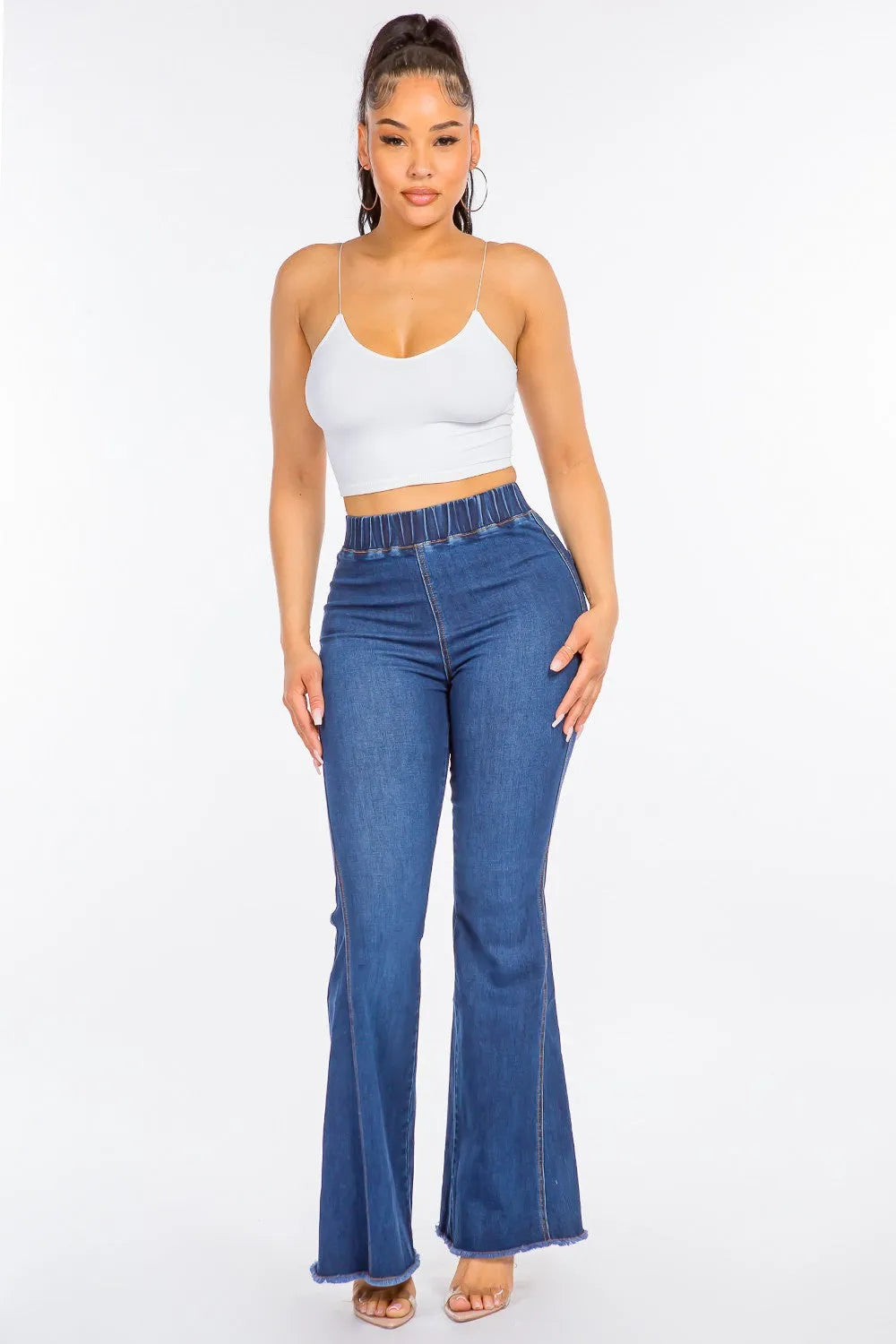 American Bazi High Waist Curvy Flare Jeans - Wellen Fashion