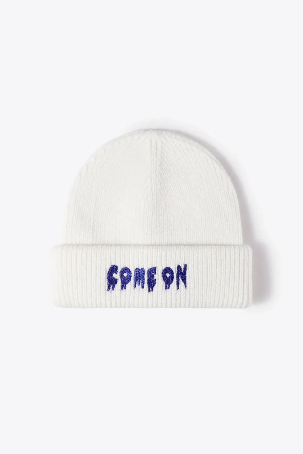 COME ON Embroidered Cuff Knit Beanie - Wellen Fashion