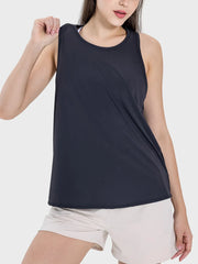 Millennia Round Neck Wide Strap Active Tank - Wellen Fashion