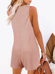 Full Size Pocketed Scoop Neck Sleeveless Romper - Wellen Fashion