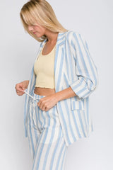 Love Tree Linen Woven Striped Blazer - Wellen Fashion