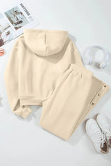 Long Sleeve Hooded Top and Pants Active Set - Wellen Fashion