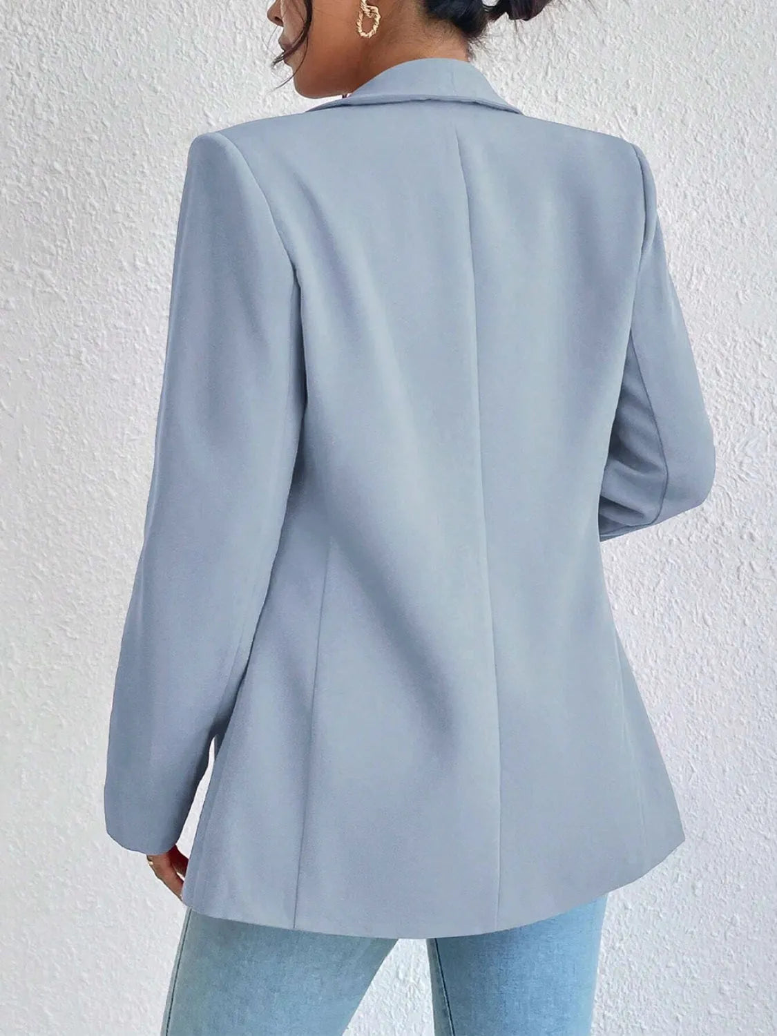 Shawl Collar Long Sleeve Blazer - Wellen Fashion