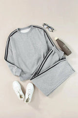 Round Neck Long Sleeve Top and Pants Active Set - Wellen Fashion