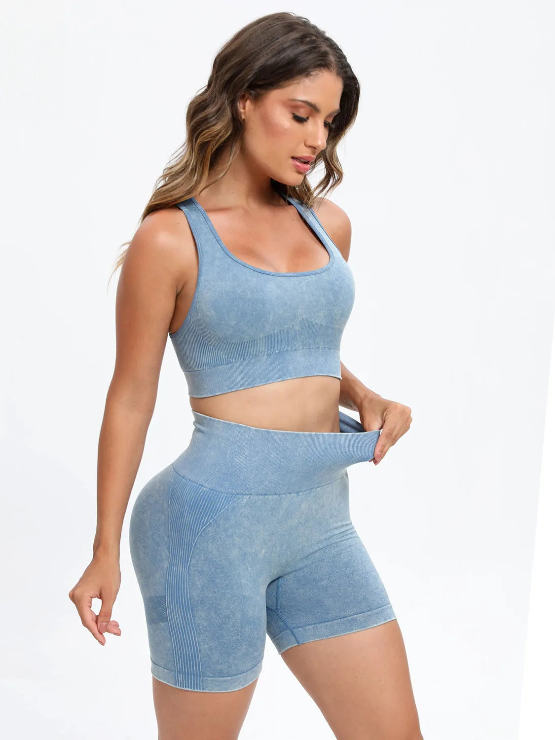 Scoop Neck Wide Strap Top and Shorts Active Set - Wellen Fashion