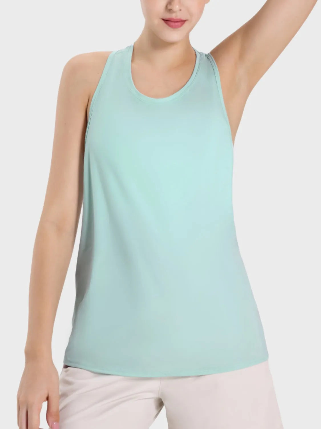 Millennia Round Neck Wide Strap Active Tank - Wellen Fashion