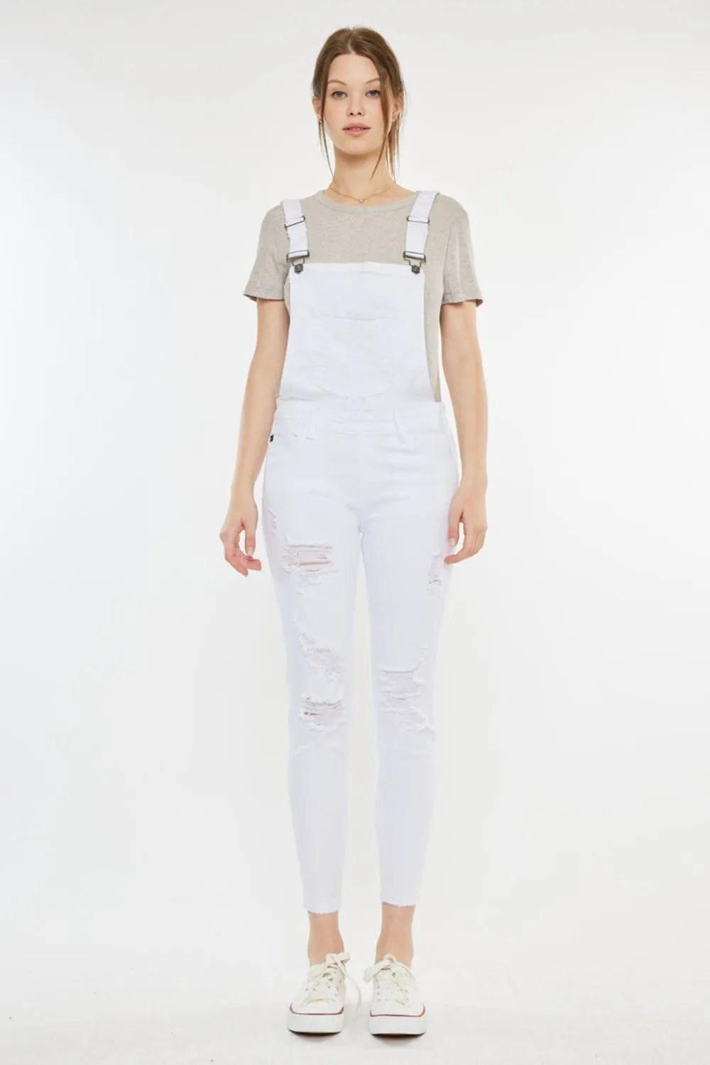 Kancan Distressed Skinny Denim Overalls - Wellen Fashion