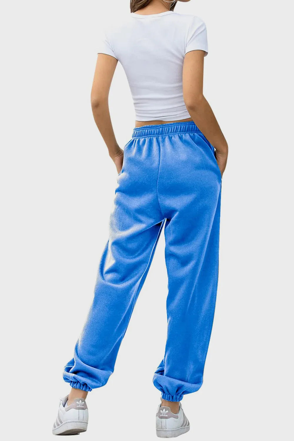 Elastic Waist Joggers with Pockets - Wellen Fashion