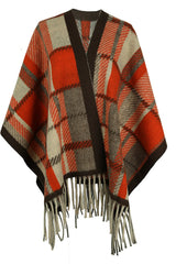 Cloak Sleeve Fringe Detail Poncho - Wellen Fashion