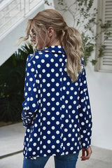 Polka Dot Long Sleeve Blazer - Wellen Fashion