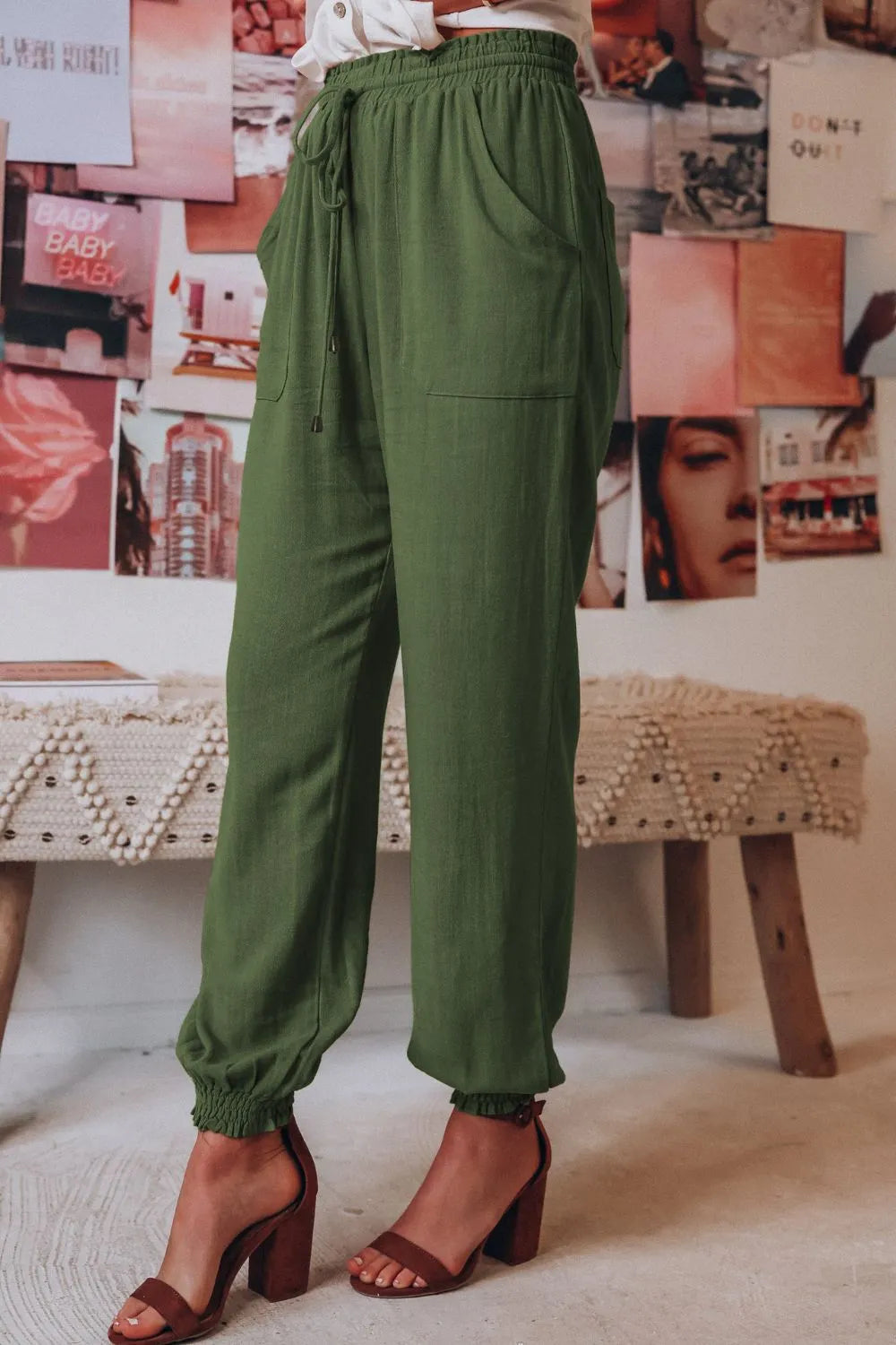 Tied Long Joggers with Pockets - Wellen Fashion