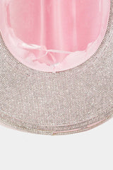 Fame Pave Rhinestone Trim Faux Suede Hat - Wellen Fashion