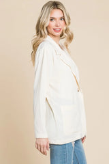 Culture Code One Button Long Sleeve Blazer with Pockets - Wellen Fashion