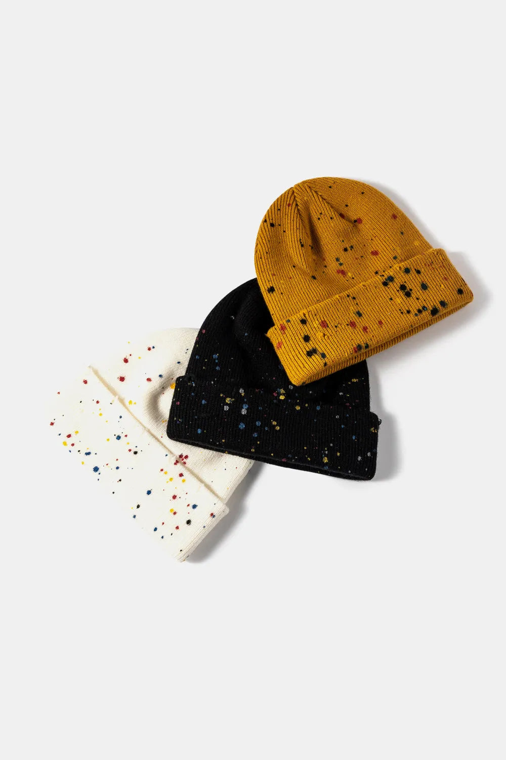 Confetti Rib-Knit Cuff Beanie - Wellen Fashion